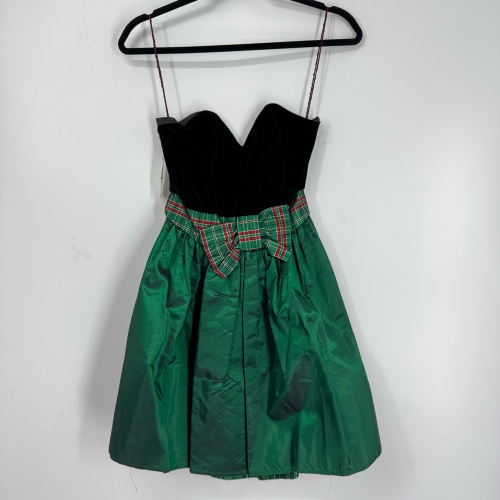 NWT Vintage Velvet Plain Strapless Tartan mini dress